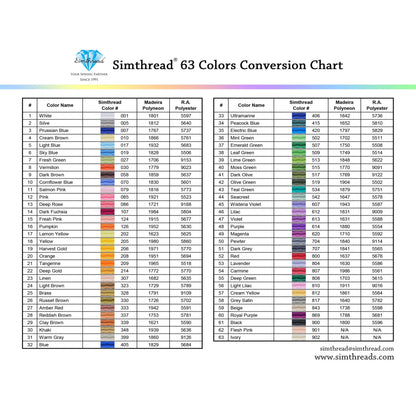 Simthread 63 Top-up Colors Embroidery Thread 5000M - Sold Separately - Simthread - High Quality Machine Embroidery Thread Supplier